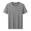 Verano Nueva Camiseta de Manga Corta a Rayas para Hombre Holgada Moda Casual Moderna Cuello Redondo Camiseta de Media Manga para Hombres de Mediana Edad y Jóvenes