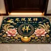 Nueva alfombrilla de entrada auspiciosa y que atrae la riqueza de estilo chino con diseños de Pixiu, peces koi y peonías, alfombrilla de puerta antideslizante y quitapolvo para recibidor de hogar de lujo ligero