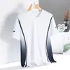 Camiseta Masculina de Seda Gelada Manga Curta Verão Top Fino Respirável Solta Gola Redonda Esportiva Casual Tamanho Grande Secagem Rápida Meia Manga