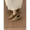Zapatos peludos de gamuza color caqui para mujer, Nuevo estilo Otoño e Invierno 2026, Mocasines cálidos de felpa sin cordones