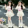 Conjunto de Verano para Niñas 2026 Camiseta de un Hombro para Niños Falda de Pastel Conjunto de Dos Piezas Ropa Infantil Huzhou Zhili Dropshipping