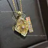Versión de Lujo Ópera Casa V Trébol de Cuatro Hojas Dorado Bouchet Collar Cadena para Clavícula Esmalte Perla Blanca Chapado en Oro de 18K