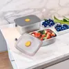 Caja de Almacenamiento de Alimentos de Acero Inoxidable, Recipiente Sellado para Refrigerador con Tapa, Lonchera Cuadrada, Recipiente Sellado para Conservar la Frescura