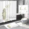 Amazon Transfronterizo Explosiones Serie Paisaje de Plantas Impresión Digital Poliéster Impermeable Antimoho Cortina de Ducha Cuatro Piezas Fabricante