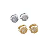 Qingdao Demiushu Estilo Europeo y Americano Lujo Ligero Exquisito Versátil Aretes de Cesta de Flores Bicolor Oro y Plata con Circonita Venta al por Mayor Transfronterizo