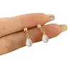 Brincos de Pérola Gota d'Água Temperamento Feminino Deusa Brincos Retrô Franceses Brincos de Luxo Leve de Alta Qualidade Brincos de Aço Inoxidável