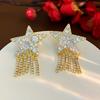 Pendientes de Borla de Estrella de Cinco Puntas Irregular de Nicho de Alta Gama Aguja de Plata Moda Pendientes de Zirconia Elegantes Pendientes con Sentido del Diseño