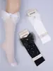 Meias ankle de renda com trama de bolinhas estilo princesa Lolita, meias de cano médio para meninas, atacado