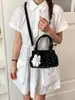 Bolsa de ombro transfronteiriça com poá e laço para mulheres, nova bolsa tote da moda 2026, bolsa de axila casual de alta qualidade para o dia a dia