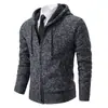 2023 Otoño e Invierno Nuevo Abrigo de Moda para Hombre Suéter Cárdigan con Capucha y Forro Polar Suéter Casual Grueso para Hombre