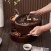 Nova Bandeja Nuton de Madeira Maciça Estilo Chinês para Sala de Estar com Tampa Caixa Organizadora de Mesa de Centro para Doces Frutas Sementes de Melão Frutas Secas