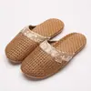 19 verano ratán punta cerrada lino pantuflas pareja hogar antideslizante transpirables lino pantuflas hogar sandalias fábrica al por mayor eva
