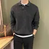 Estilo Relajado Casual Lujo Accesible Camisa Polo con Cuello Solapa Color Sólido Simple Raya Fina Cepillado Ropa de Trabajo Suéter de Punto para Niños