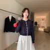 Mezcla de lana imis*2026 colección de otoño cárdigan casual elegante con empalme de encaje suéter tejido para mujer
