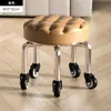 Banqueta Baixa Doméstica com Rodízios Giratórios, Banquinho Pequeno para Crianças Aprendendo a Andar, Banqueta para Manicure e Costura, Banquinho Pequeno