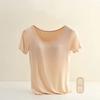Camiseta de manga corta con almohadilla para el pecho Camisola modal para mujer Camiseta básica de yoga sin sujetador Camiseta holgada de media manga