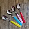 C203 Garfo de Frutas Colorido Infantil com Cabo de Plástico Aço Inoxidável Talheres Cor de Doce Presente para Jardim de Infância 17cm