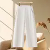 Pantalones anchos de lino personalizados para mujer, estilo fino de verano, nuevo modelo 2026, corte relajado, holgados, transpirables, adelgazantes