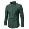 Camisa masculina de veludo cotelê vintage para outono, estilo coreano, moderna, com bolsos, camisa casual de manga longa