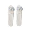 Calcetines blancos de media caña con lazo para mujer, ribete de encaje, calcetines holgados de malla calada de algodón fino de verano