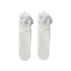 Meias Femininas Infantis de Cano Médio com Laço de Princesa, Meias Longas para Bebê, Estilo Fino de Verão, Meias Brancas de Cano Médio para Meninas