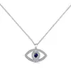 Collar Clásico Ojo del Diablo de Plata de Ley S925 para Mujer con Ojos Azules Incrustados de Diamantes, Cadena para Clavícula, Vendedor Popular en Amazon Aliexpress
