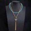 Collar de Turquesa Estilo Étnico Transfronterizo Europeo y Americano, Cadena para Clavícula de Mujer Moderna y Única, Joyería de Moda