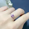 Anillo de amatista natural para mujer color súper cristal limpio 4*6mm alta calidad s925 plata de ley anillo incrustado