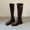 Botas Altas para Mujer 2026 Otoño/Invierno Nuevo Estilo Adelgazantes Botas Largas Hebilla Metálica Botas Ajustadas Botas de Montar de Caña Alta