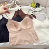 Camisola fina sin costuras de longitud media con tacto de segunda piel y tirantes finos para mujer, adecuada para llevar sola o debajo de otras prendas, con soporte suave, copas fijas y un hermoso diseño en la espalda