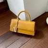 Bolso pequeño cuadrado tejido de color liso estilo europeo y americano con asa corta, tapa abatible y diseño de cierre, versátil para uso diario, bolso de mujer de un solo hombro o cruzado