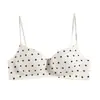 Sujetador inalámbrico de lunares para mujer con poco busto, realzando la redondez, cómodo y transpirable, con tirantes de gel para una espalda bonita, estilo fino de verano