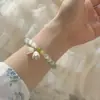 Pulsera de Flores de Lirio del Valle Estilo Hada Vintage para Mujer, Pulsera de Piedra Ojo de Gato Fresca y Dulce, Diseño Suave de Nicho Ins