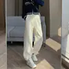 Pantalones de chándal rosas para mujer, pantalones cortavientos de otoño, nuevo estilo 2025, petite, holgados casuales, pantalones de chándal gruesos con forro polar para otoño e invierno