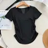 ¡Adelante y cómpralo! Top de Yoga de Secado Rápido, Absorbente de Sudor, Plisado, Mismo Estilo que Lu, con Paneles de Malla y Camiseta de Manga Corta Transpirable para Mujer