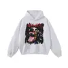 Sudadera con capucha de estilo europeo y americano, original con estampado de lobo malvado, holgada, retro, marca de moda, peso pesado, unisex, cuello redondo, sudadera larga