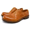 Zapatos de Cuero Goodyear para Hombre, Zapatos Derby Casual de Negocios con Punta Amplia, Zapatos Vintage Hechos a Mano, Suela de Cuero Genuino, Zapatos para Hombre de Piel de Caballo Lavada