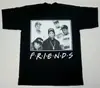 Camiseta Casual Hip-Hop Rap Masculina Nwa Friends Preta Estampada Algodão Unissex Top Casual Roupa Feminina