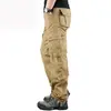 Calça Cargo Multibolsos Masculina de Algodão Respirável Casual para Uso Externo Resistente ao Desgaste Tática Tamanho Grande Calças de Comércio Exterior