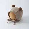 Sudadera con capucha para bebé de estilo coreano para exteriores, con protección facial, para primavera y otoño, linda, a prueba de viento, protección para los oídos para bebés niños y niñas, adecuada para recién nacidos