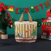 Bolsas de regalo de Navidad en stock transfronterizas, bolsas de manzana para Nochebuena, bolsas de caramelo con cordón, bolsas de embalaje de Papá Noel