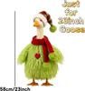Juego de Disfraz Navideño de Ganso para Porche de 23 pulgadas Vestido de Hombre de Jengibre, Bufanda Rayada, Sombrero, Navidad