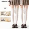 Meias Meias Longas Femininas com Botas Primavera Outono Branco Leite Meias Altas Meias Empilhadas Meias até a Coxa Botas Femininas Meias Altas