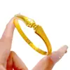 Pulsera Abierta Tradicional de Pata de Gato de la Fortuna Chapada en Oro, Mismo Estilo que en las Joyerías, Anillo Sólido Liso con Pequeña Huella de Pata de Gato para Mujer