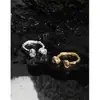 483 Versión coreana de INS estilo frío diseño de nicho sentido de diseño textura de doble hueso textura anillo abierto de plata de ley S925 para mujer