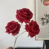 Flor artificial de rosa de 3 cabeças para decoração de casamento, decoração de casa e hotel, flor de seda artificial, flor artificial de rosa de 3 cabeças