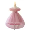 Nuevo Vestido de Niña de Amazon con Cola Larga, Vestido Infantil de Tirantes Abullonado Cola de Golondrina, Vestido de Pasarela para Niña Pequeña