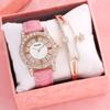 Amadi cinturón nuevo Romano literal diamante completo lujo para mujer elegante para combinar con todo Reloj + pulsera reloj de cuarzo caja de regalo