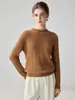 Suéter de punto trenzado 100% cachemira pura con cuello redondo para mujer, nuevo estilo otoño e invierno, suéter de punto pullover holgado, top básico de estilo casual