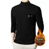 Camiseta de Manga Longa com Gola Alta Meia-Alta Masculina, Blusa Térmica Escovada, Roupa Íntima Térmica Dupla Face